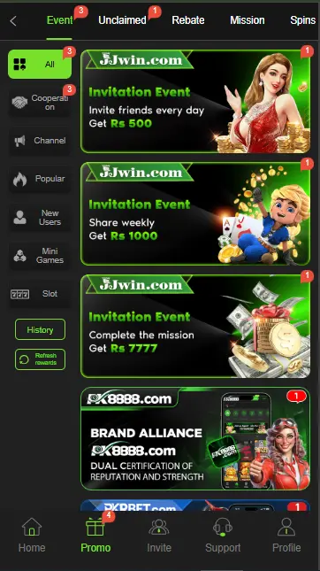 Free Bonuses & Rewards in JJWIN Game